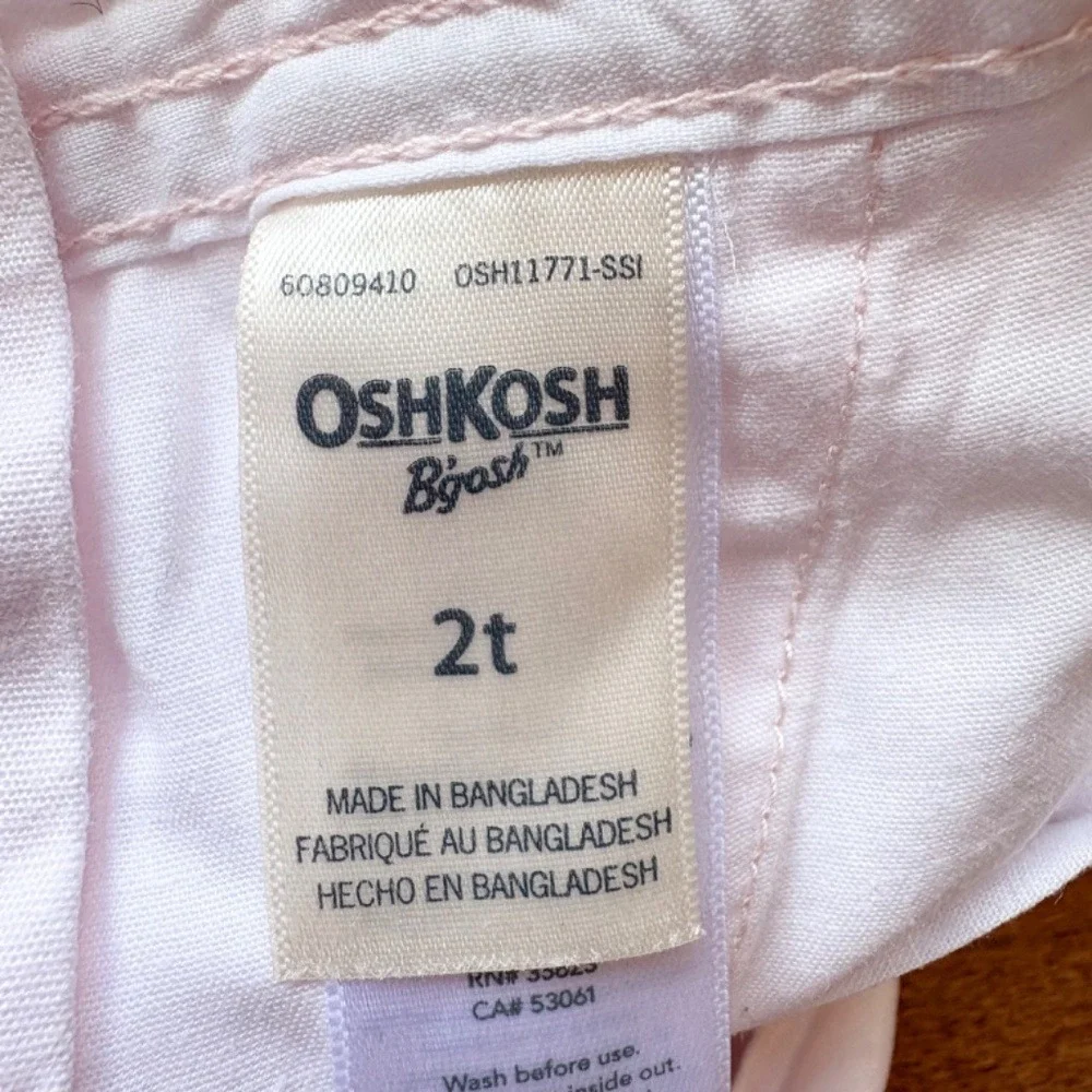 OshKosh B'gosh Pink Shortalls with Floral Strap Detail